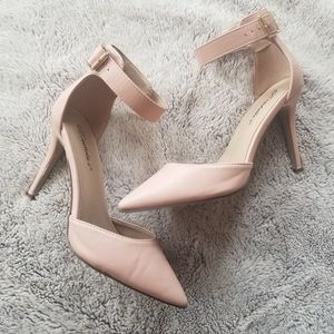 Blush Pointy Ankle Strap Pumps